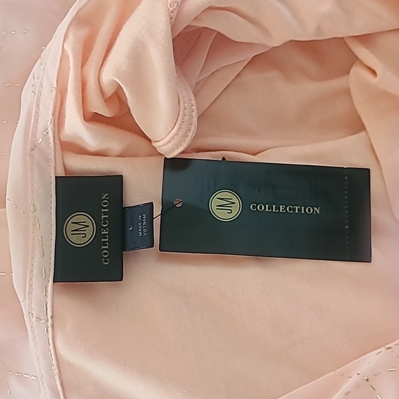 JM Collection women L geo savvy sheer over lay tank top peach - Picture 5 of 5